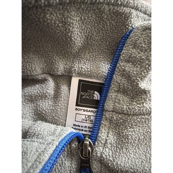 The North Face 1/4-zip quarter zip fleece Asphalt Grey Heather Boys Large 14/16 - Picture 3 of 6